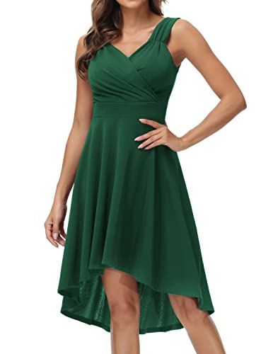 GRACE KARIN Women39s Sleeveless High Low Hem ALine Cocktail Dress Flared Wrap VNeck Bridesmaid Dress