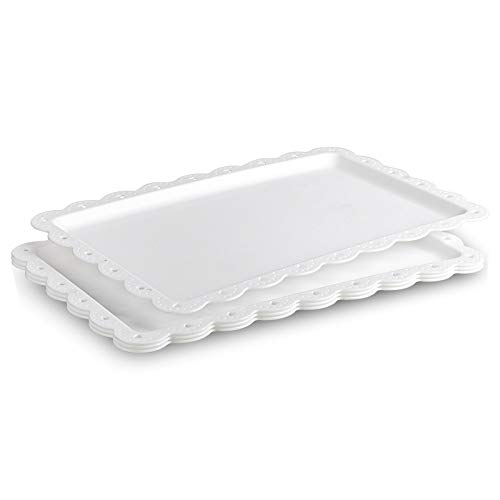 Serving Tray Food Tray for Fast Food  Snack  Fruit  Dessert  Plastic Trays Serving Platter for Kitchen  Cafeteria  Restaurant  Party  14 x 9 Inches 4 Pack