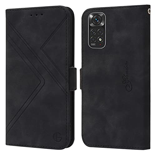 ALILANG Case for Xiaomi Redmi Note 11 4G Wallet Case with RFID Blocking Credit Card Holder Stand Magnetic Flip Book PU Leather Cover Case for Redmi Note 11 4G Phone CaseBlack