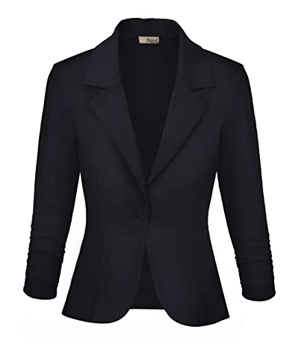 Hybrid Women39s Casual Work Office Notch Lapel Blazer Jacket Stretch Premium Nylon Ponte Made in USA