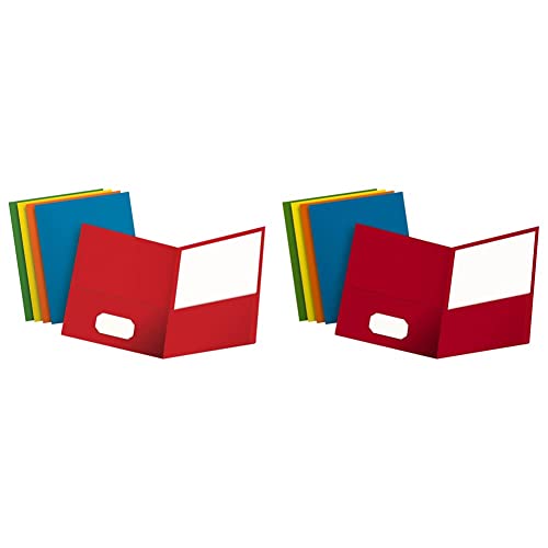 Oxford 2 Pocket Folders Textured Paper Assorted Colors Light Blue Red Yellow Orange Green Letter Size 50 Per Box 67613