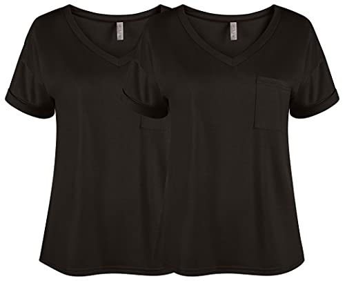 T Shirts Women Pack Casual V Neck Tshirts Womens Short Sleeve Tops Reg  Plus Size Value Pack