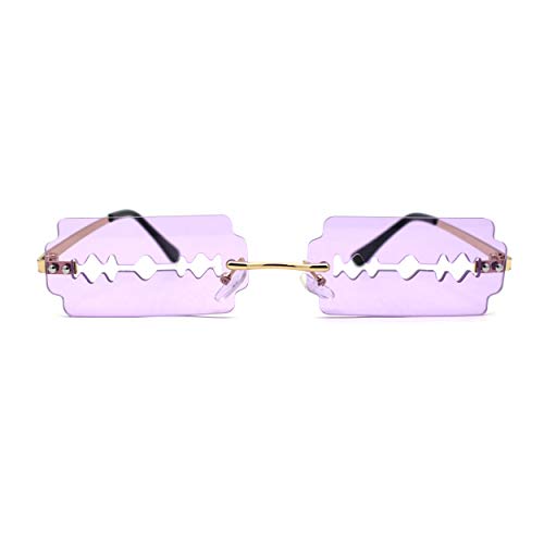 Razor Blade Shape Funky Hipster Rimless Sunglasses