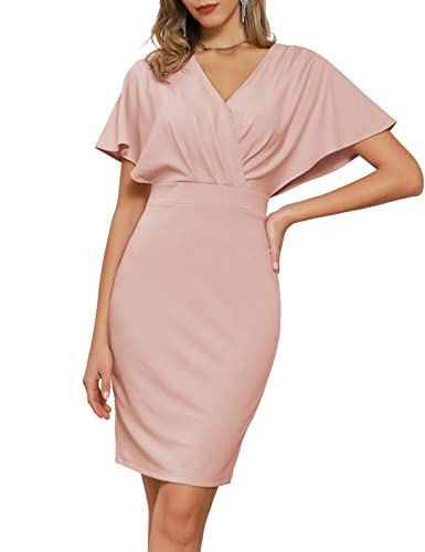 GRACE KARIN Women39s Ruched Dress Batwing Sleeve Elegant Work Office Pencil Dress