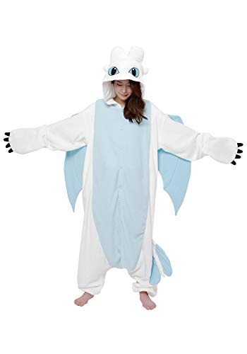 SAZAC Kigurumi  How to Train Your Dragon  Light Fury  Onesie Jumpsuit Halloween Costume