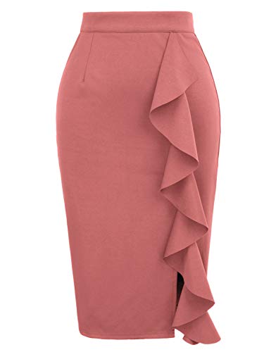 GRACE KARIN Women39s Ruffle Bodycon Knee Length Midi Pencil Skirt