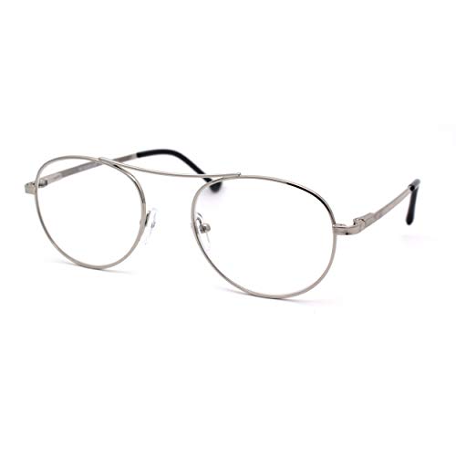 Mens Flat Top Bridge Metal Rim Round Pilots Reading Glasses