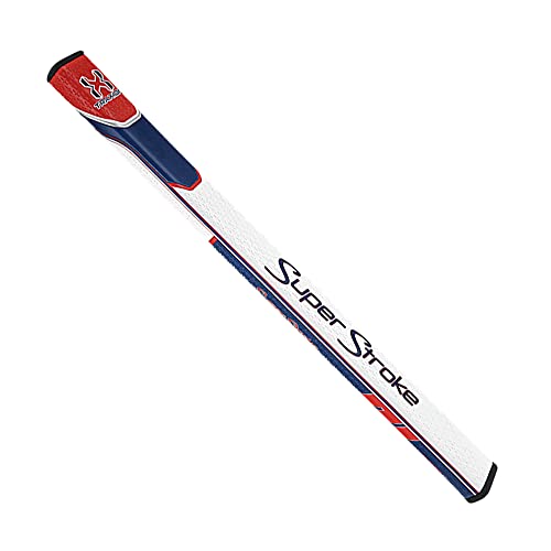 SuperStroke Traxion Flatso 17 Golf Putter Grip RedWhiteBlue Flatso 20  Advanced Surface Texture That Improves Feedback and Tack  Minimize Grip Pressure with a Unique Parallel Design