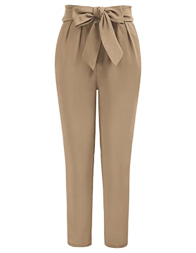 GRACE KARIN Women39s Cropped Paper Bag Waist Pants with Pockets Office Casual Slim Fit Pencil Pants for Work Trousers