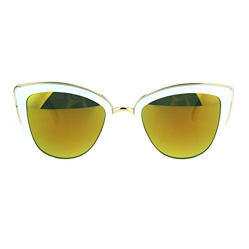 SA106 Womens Color Mirror Mirrored Lens Oversize Cat Eye Sunglasses