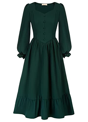 Belle Poque Women39s Vintage Victorian Dress Long Sleeve Renaissance Dress Square VNeck Goth Dress