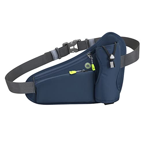 Ecupper Waist Bag with Bottle Holder for Men Hiking Belt Bag Fanny Pack Women Hip Bum Bag with Adjustable Elastic Band for Outdoors Running Dog Walking Traveling