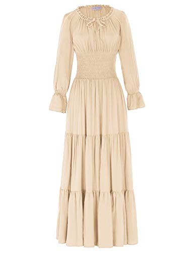 Womens RenaissanceInspired Pleated Maxi Dress with Long Sleeves Belle Poque