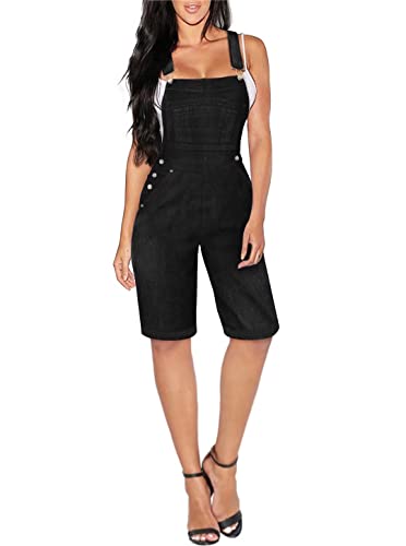 Hybrid  Company Women Plus Size Casual Bib Overalls Adjustable Denim CapriShort Jumpsuits