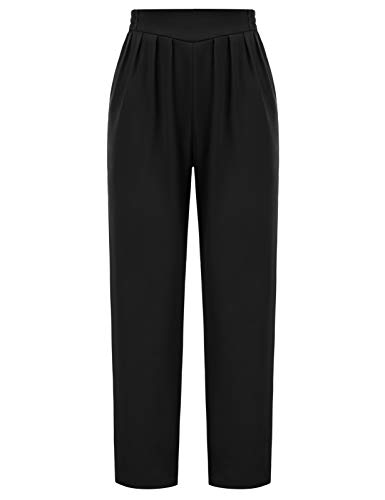 GRACE KARIN Women39s Casual Work Cropped Pant Pocket Elastic High Waist Trouser Pants