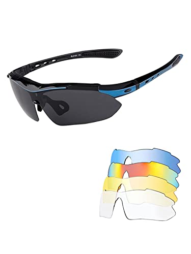 Ecupper Cycling Goggles Unisex Men Women Sports Polarized Sunglasses Cycling Glasses with 5 Interchangeable Lenses