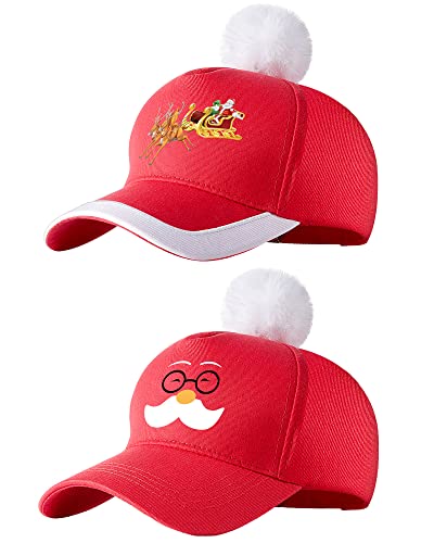 Santa Baseball Cap 2 Pieces Classic Christmas Caps for Adults Soft Christmas Baseball Cap Vintage Santa Baseball Hat