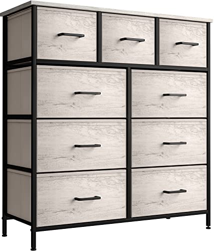 Sorbus Dresser with 8 Faux Wood Drawers  Storage Unit Organizer Chest for Clothes  Bedroom Hallway Living Room Closet  Dorm Furniture  Steel Frame Wood Top  Easy Pull Fabric Bins