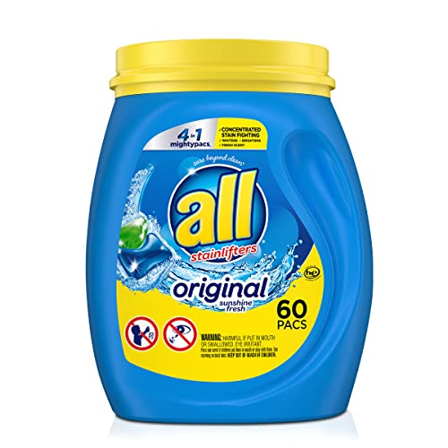 all Mighty Pacs Laundry Detergent 4 In Stainlifter Tub Blue Fresh Scent Fresh 60 Count