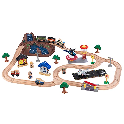 Gift for Ages 3 the KidKraft Bucket Top Mountain Train Set includes 61 pieces a magnetic train wooden tracks and a storage bucket