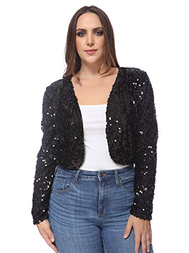 AnnaKaci Women39s Plus Size Sequin Embellished Long Sleeve Bolero Blazer Shrug