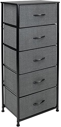 Sorbus Dresser Storage Tower Organizer for Closet Tall Dresser for Bedroom Chest Drawer for Clothes Hallway Living Room College Dorm Steel Frame Wood Top Fabric 5 Drawers BlackCharcoal