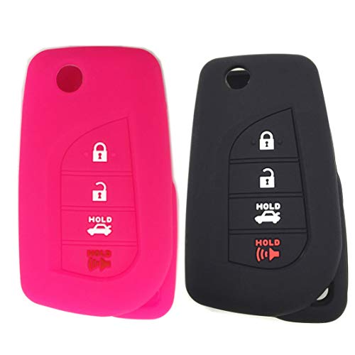 Ezzy Auto A Pair Silicone Rubber Key Fob Case Key Covers Key Jacket fit for Toyota Camry Yaris Avalon Corolla Highlander Sequoia Sienna Tundra Tacoma 4Runner Rav4