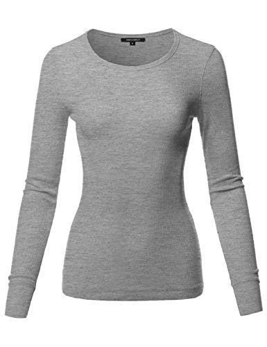 Made by Emma Women39s Casual Solid Basic Crew Neck Long Sleeves Thermal Top