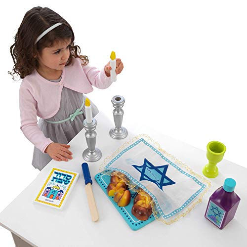 Religious toys Jewish holiday toys gift for ages 3 KidKrafts 21piece wooden Shabbat set with sliceable Challah bread