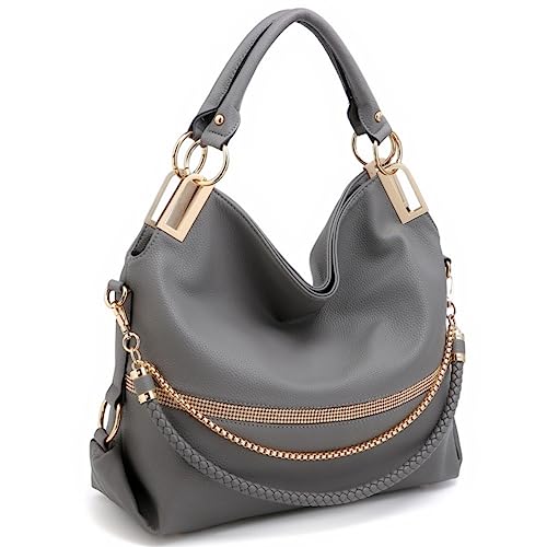 Dasein Hobo Purses Handbags for Women Purse Ladies Handbag Slouchy Hobo Bags Vegan Leather Satchel Rhinestone Shoulder Bag