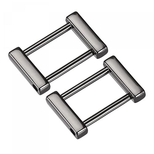 uxcell Rectangle Screw Ring Buckle 2Pcs 11 Inch Rectangle Screw in Buckles Strap Connector Bag Loop for Purses Making Dark Grey