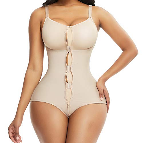 FeelinGirl Women Shapewear Bodysuit Tummy Control Fajas Body Shaper for Women with Zipper