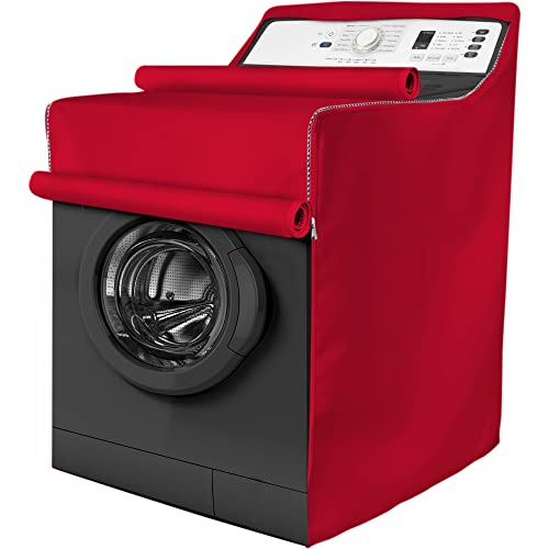 BlueStars WasherDryer Cover For Top  Front Load Machines  Waterproof  Dustproof  Sunproof Protection  W29D28H43  Fit With Thick Zipper Design  Suitable For Most Washers  Dryers RED