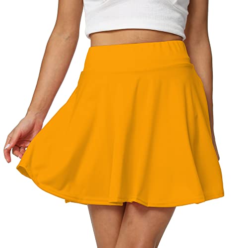 Sinono Basic Stretchy Solid Flared Casual Mini Pleated Skater Skirt