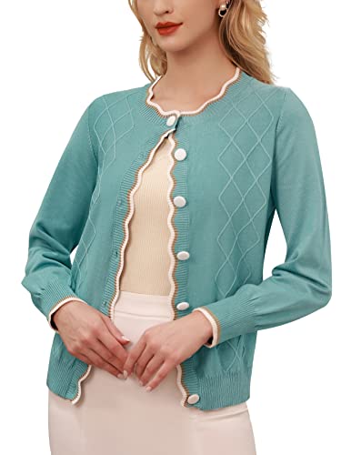 Women39s Long Sleeve Button Down Sweater Ribbed Knit Crew Neck Sweater Cardigans