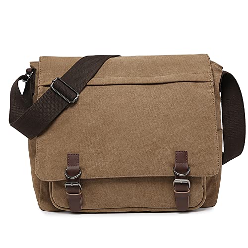 Large Vintage Canvas Messenger Shoulder Bag Crossbody Bookbag Business Bag for 15inch Laptop