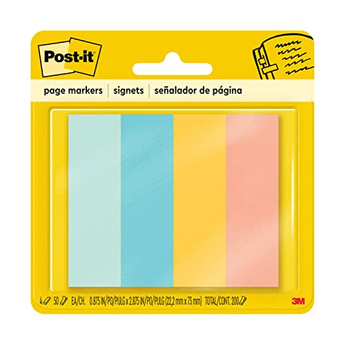 Sticky Notes by Post Colourful Page Markers 1 by 3 50 Sheets each Pad 4Pack 6714AF