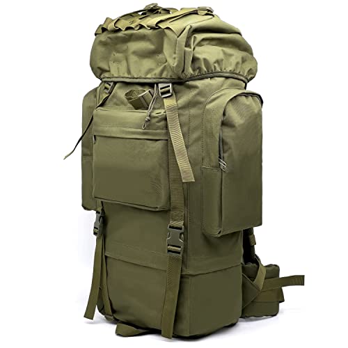 Silfrae 65L Hiking Backpack Water Resistent Oversized Rucksack Extra Large Camping Bag with Rain Cover 65L Army Green