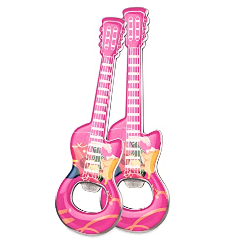 LanHong 2 PieceSet Guitar Bottle Opener Creative Music Beer Opener Guitar Shaped Bottle Opener for Music Guitar Lover