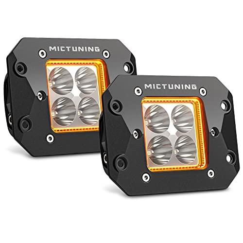 MICTUNING S1 Amber LED Pods Light  3 Inch 20W Off Road Combo Driving Lights with Amber Marker Light for Jeep Offroad Truck Pickup ATV UTV SUV Patent Pending 2PCS