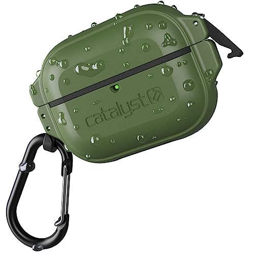 Catalyst 330ft Waterproof Total Protection Case for AirPods Pro Secure Locking System FullBody Protective Rugged case for AirPods Pro Shockproof Carabiner Army Green