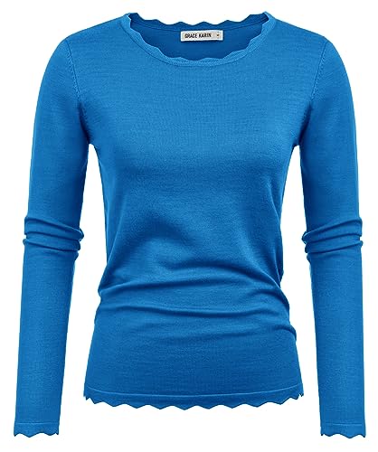 GRACE KARIN Women39s High Stretchy Long Sleeve Pullover Sweater Blouse Top