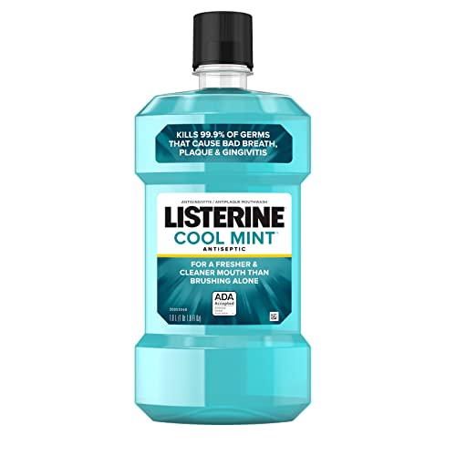 Antiseptic Mouthwash 1 L Cool Mint Flavour by Listerine for Halitosis Plaque and Gingivitis