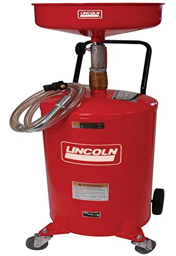 Portable industrial fluid drain tank with fluid level indicator and 14inch bowl pressurised air operation 18gallon capacity Lincoln model 3601