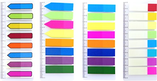 4A Film Flags With PP Rule SetNeon Fluorescent Color Page Marker Index LabelTransparent StickersText Highlighter Strips Writable Bookmarks12x1 34 Inches4 PadsSet750 Flags Total4A 60237