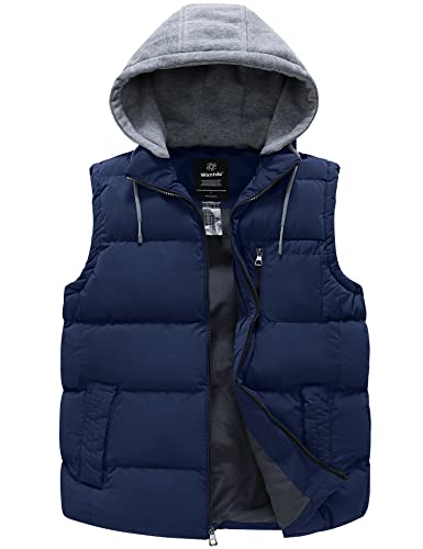 Wantdo Men39s Quilted Winter Vest Warm Thicken Sleeveless Puffer Jacket with Detachable Hood