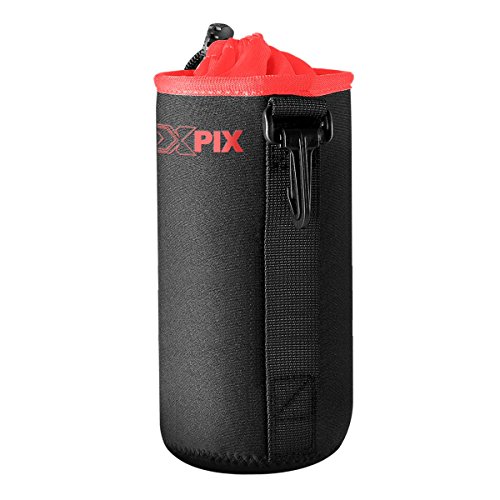 XPIX Small Neoprene Pouch Bag for DSLR Camera Lenses Canon Nikon Sony OlympusFujfilmPanasonic and More