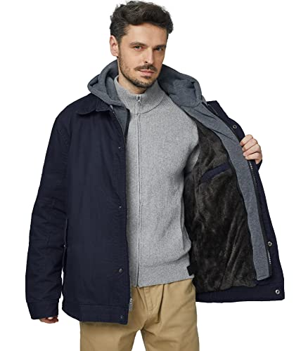 Wantdo Men39s Warm Winter Cotton Jacket Thicken Fleece Lined Coat Military Jackets with Removable Hood