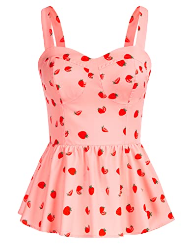 Belle Poque Women39s Vintage Sweetheart Neck Tie Strap Ruffled Peplum Tank Top Summer Ruched Sleeveless Tops Flowy Cami Tops