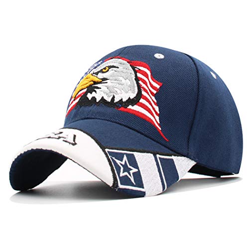 AnnaKaci USA American Flag Patriotic Eagle Hawk Embossed 3D Adjustable Velcro Baseball Caps Hats